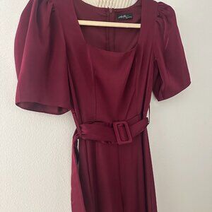 Gorgeous classy maroon satin pant suit - puffy sleeve BRAND NEW